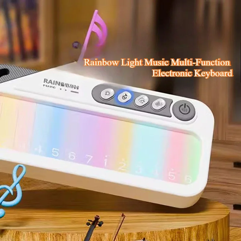 Toetsenbord Touchscreen Muzikaal speelgoed Gloeiende regenboogpiano met 13-melodieën Draagbare elektronische muziek voor kinderen