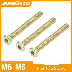 JUIDINTO 2-10pcs Hex Socket Flat Head Screws Furniture Bolts M8 M10 Zinc Plating Countersunk Connector Screws for Bed Chairs