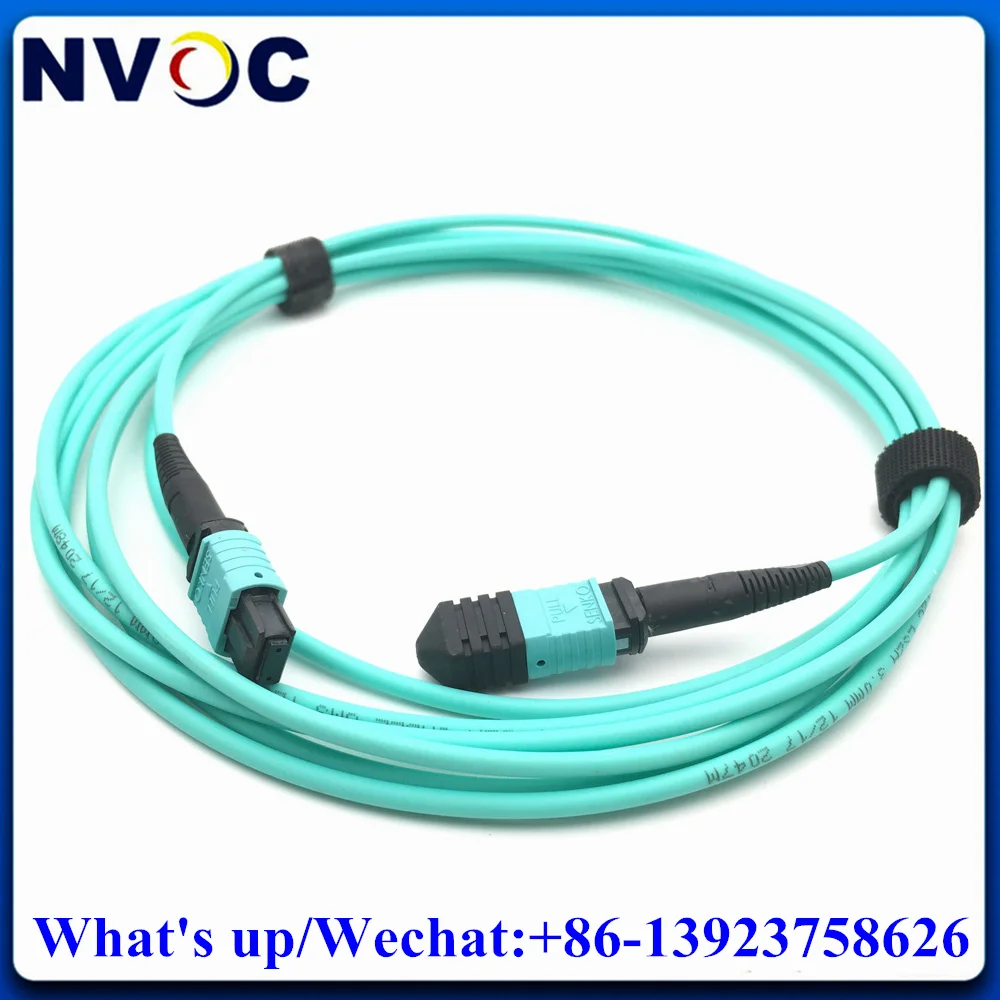 

12F Multimode MPO Male to MPO M Fiber Optic Patch Cord,OM4,5Meter,B Type,Aqua,12Core 3M 5M 3.0mm Mini Round LSZH Cable MPO Trunk