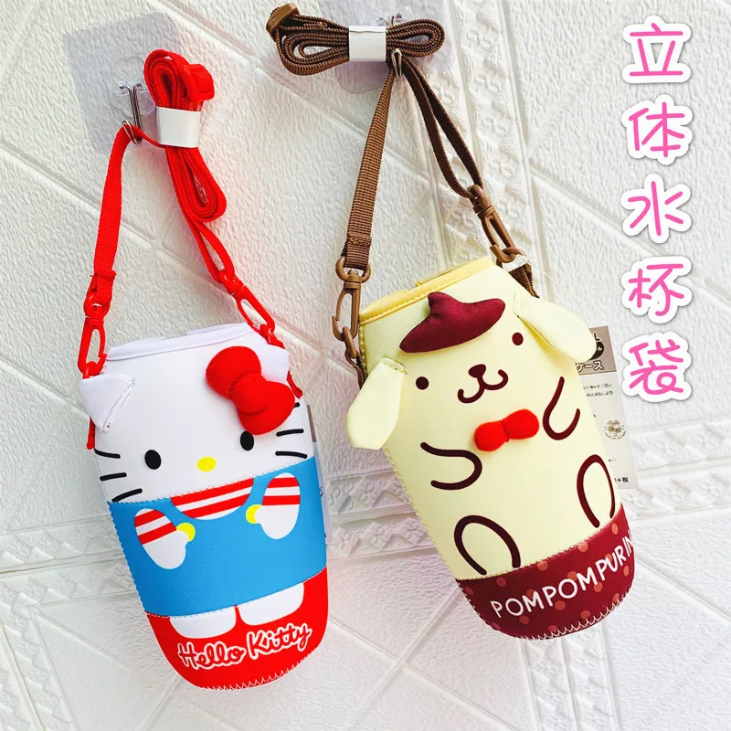 Hello Kitty Cute Cinnamoroll Kuromi My melody Water Cup Bag Insulation Cover Portable Crossbody Cup Protective Cover Wholesale