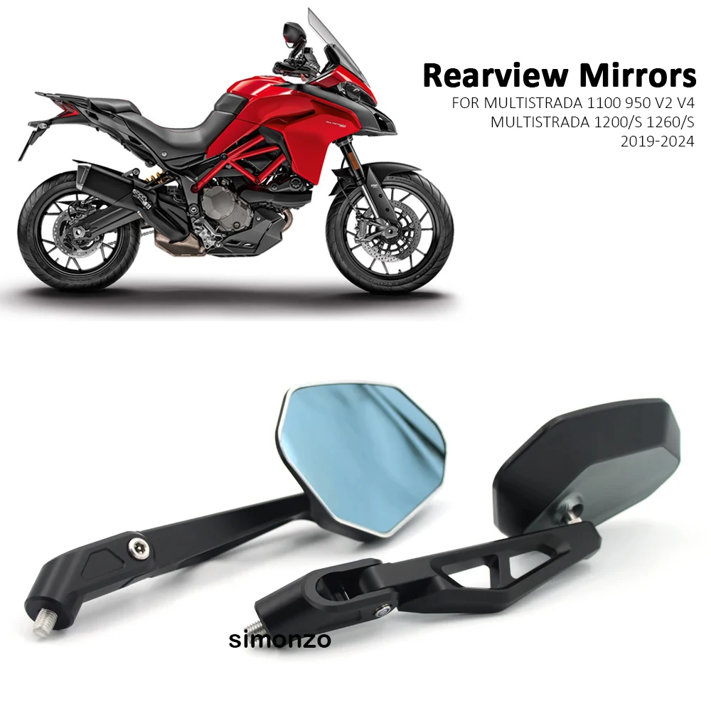 For Ducati Multistrada 1100 950 V2 V4 1200/S 1260/S Rearview Mirrors Multistrada 950 Foldable Mirror CNC Aluminum Mirror