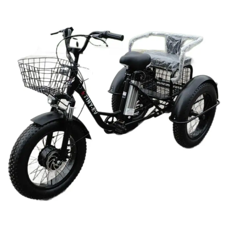 

Snow vegetable basket truck with rear seat can carry people and cargo lithium battery tricycle