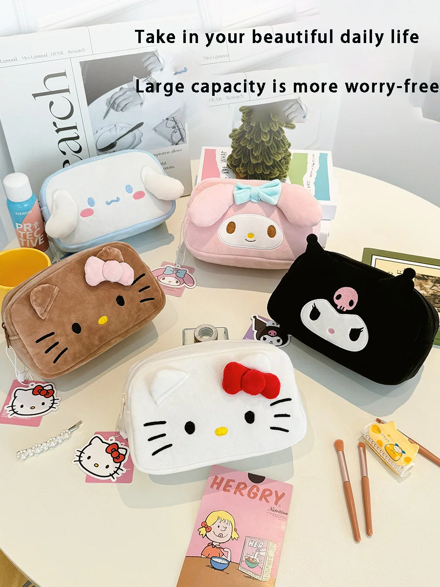 

Kawaii Kt My Melody Advanced Plush Cosmetic Bag Spacious 3D Cosmetic Bag Beautifully Receives Gifts