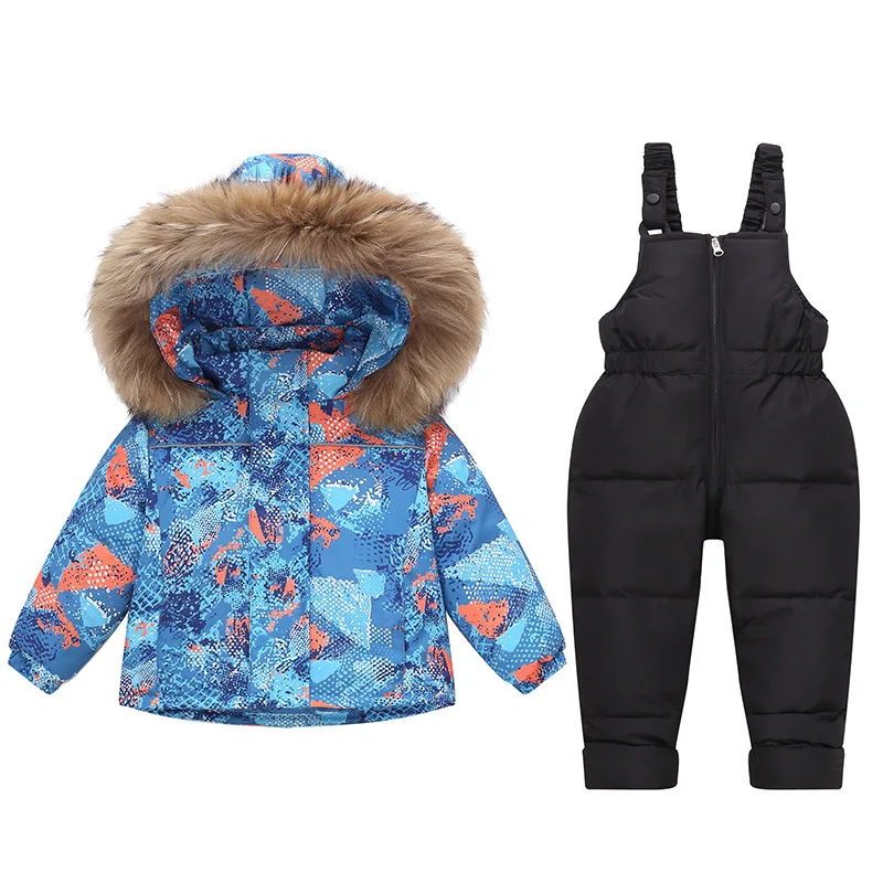 

2025 Children's Down Ski Jacket Snow Overalls Winter Outerwear Baby Kids Down Jacket Boy's Clothing Russian -30 Degree