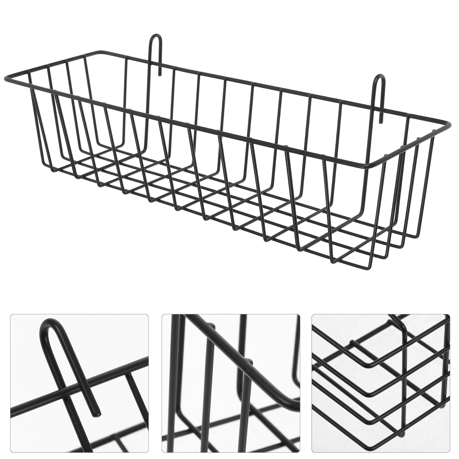 

Storage Rack Iron Hanging Basket Small Wire Shelf Black Toilet Holder Bathroom Toiletries Shopping