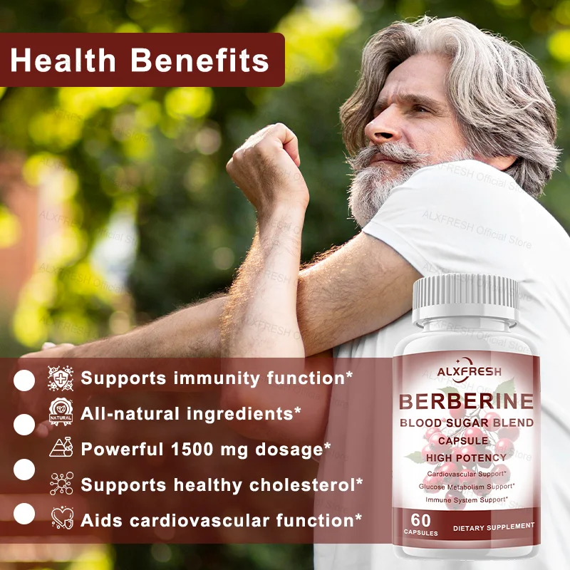 كبسولات بربرين لتنظيم نسبة السكر في الدم وتحسين مقاومة الأنسولين ومتلازمة المبيض البولي والأوعية الدموية والكرسي الدهني