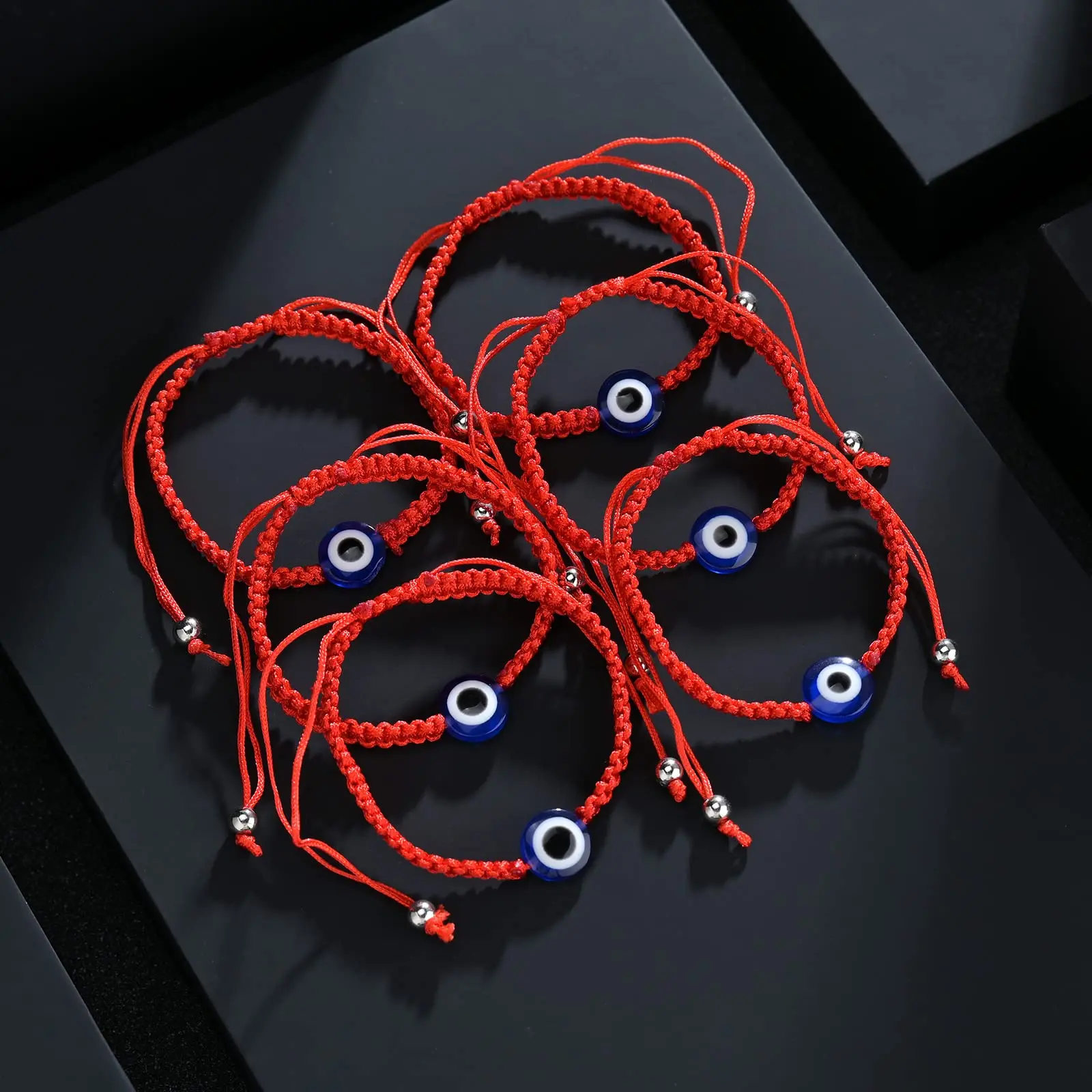 2-20pcs Lucky Red Evil Eye String Bracelet for Protection Lucky Amulet and Friendship Handmade Braid Rope Wristband Jewelry Gift