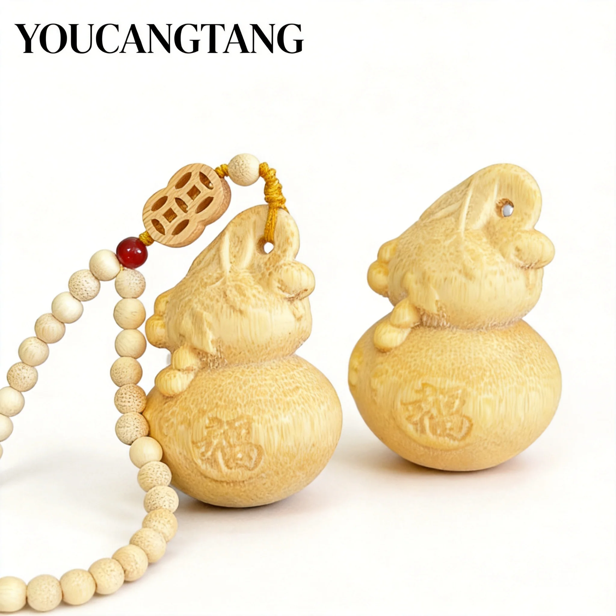 

Chinese Auspicious Golden Silk Bamboo Carved Gourd Hand Fidget Toy Good Luck Fortune Blessing Wrist String Pendant Collection