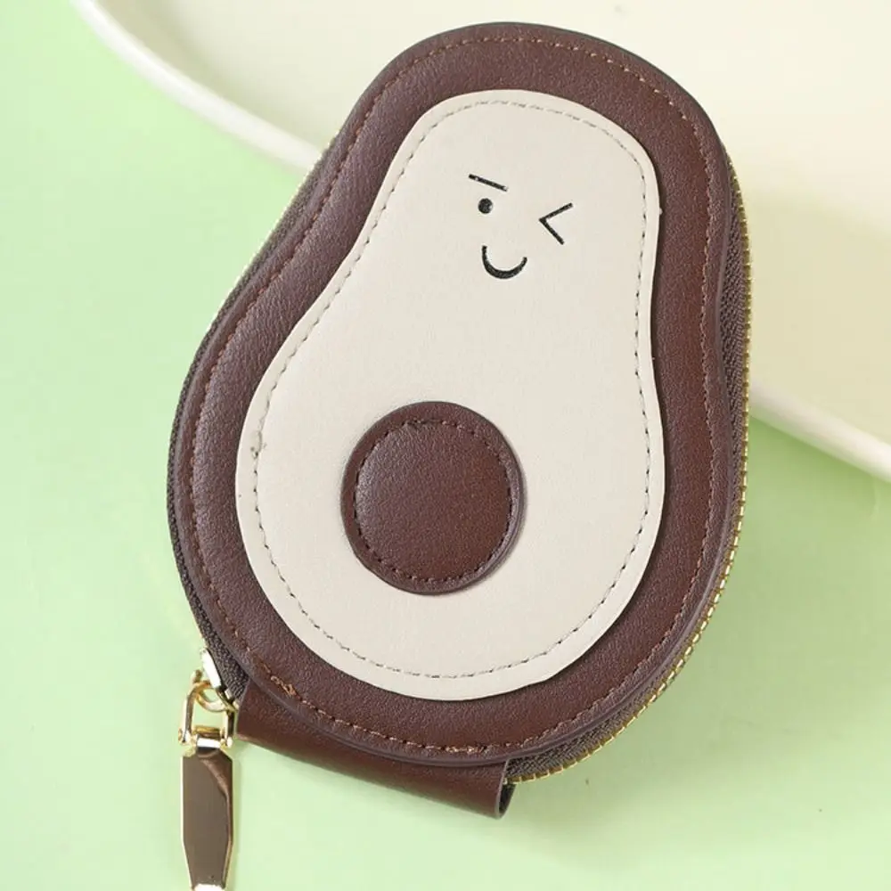 Creative PU Leather Mini Card Wallet Large Capacity 11 Card Pockets Business Card Case Cartoon Avocado ID Card Holder Men