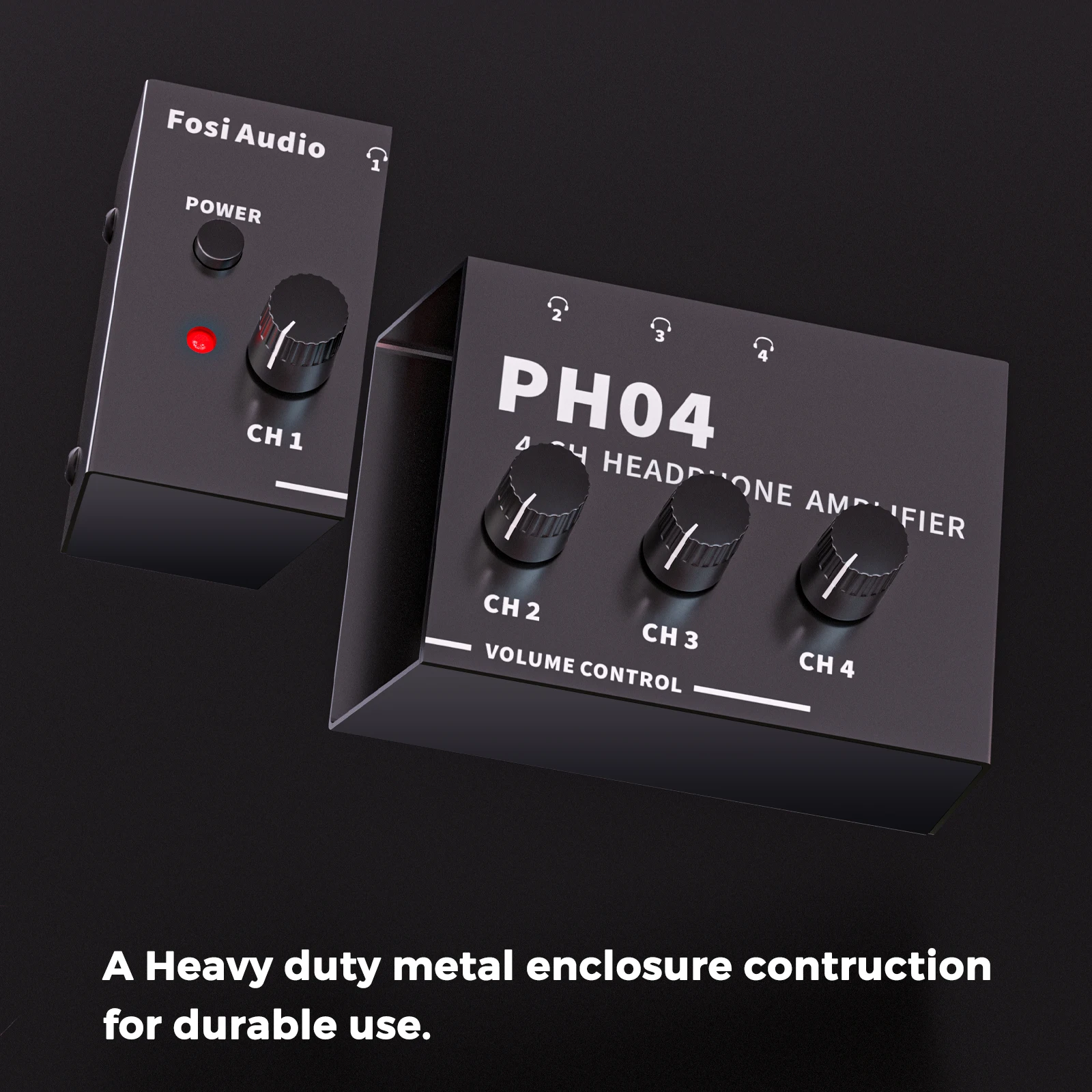 Fosi Audio-amplificador de auriculares PH04 de 4 canales, amplificador de Audio estéreo con adaptador de corriente, divisor de auriculares portátil ultracompacto
