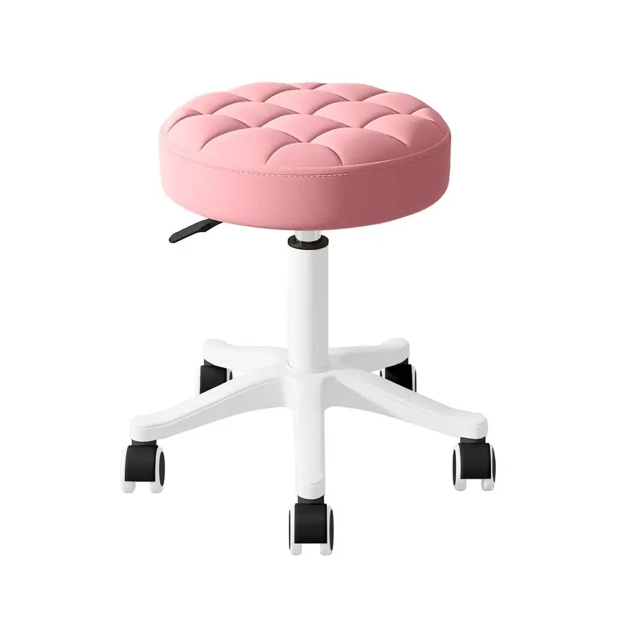 เก้าอี้ล้อเลื่อนปรับระดับความสูงได้ เก้าอี้หมุนสำหรับงานเขียนแบบ งานสัก นวด สปา ร้านเสริมสวย เก้าอี้หนัง PU ขนาดเล็กสำหรับสำนักงาน