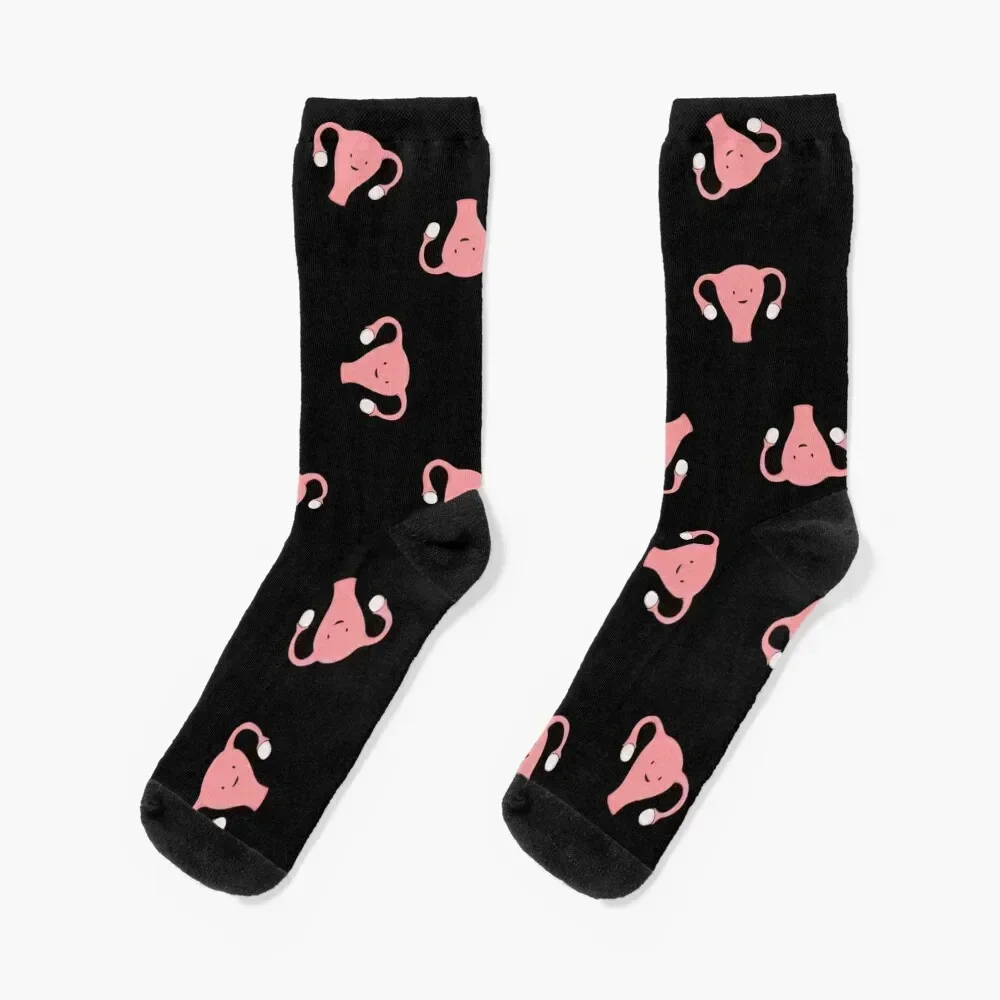 

Crazy Happy Uterus in Black, Large Socks custom with print winter gifts basketball Male Socks Women's