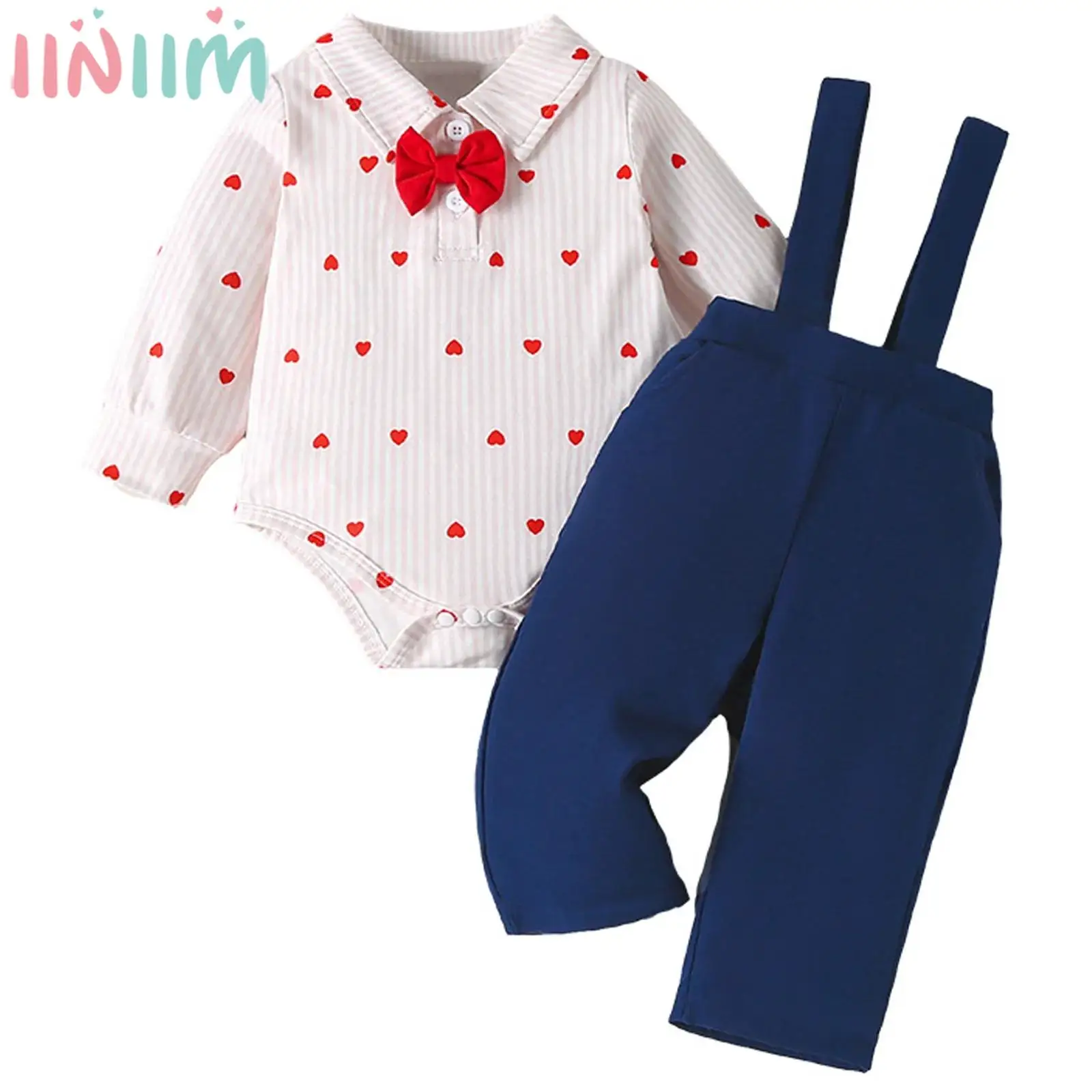 

Костюм джентльмена для новорожденных мальчиков, костюм для крещения, дня рождения, свадьбы, вечеринки, рубашка с длинными рукавами и галстуком-бабочкой, комбинезон со штанами на подтяжках