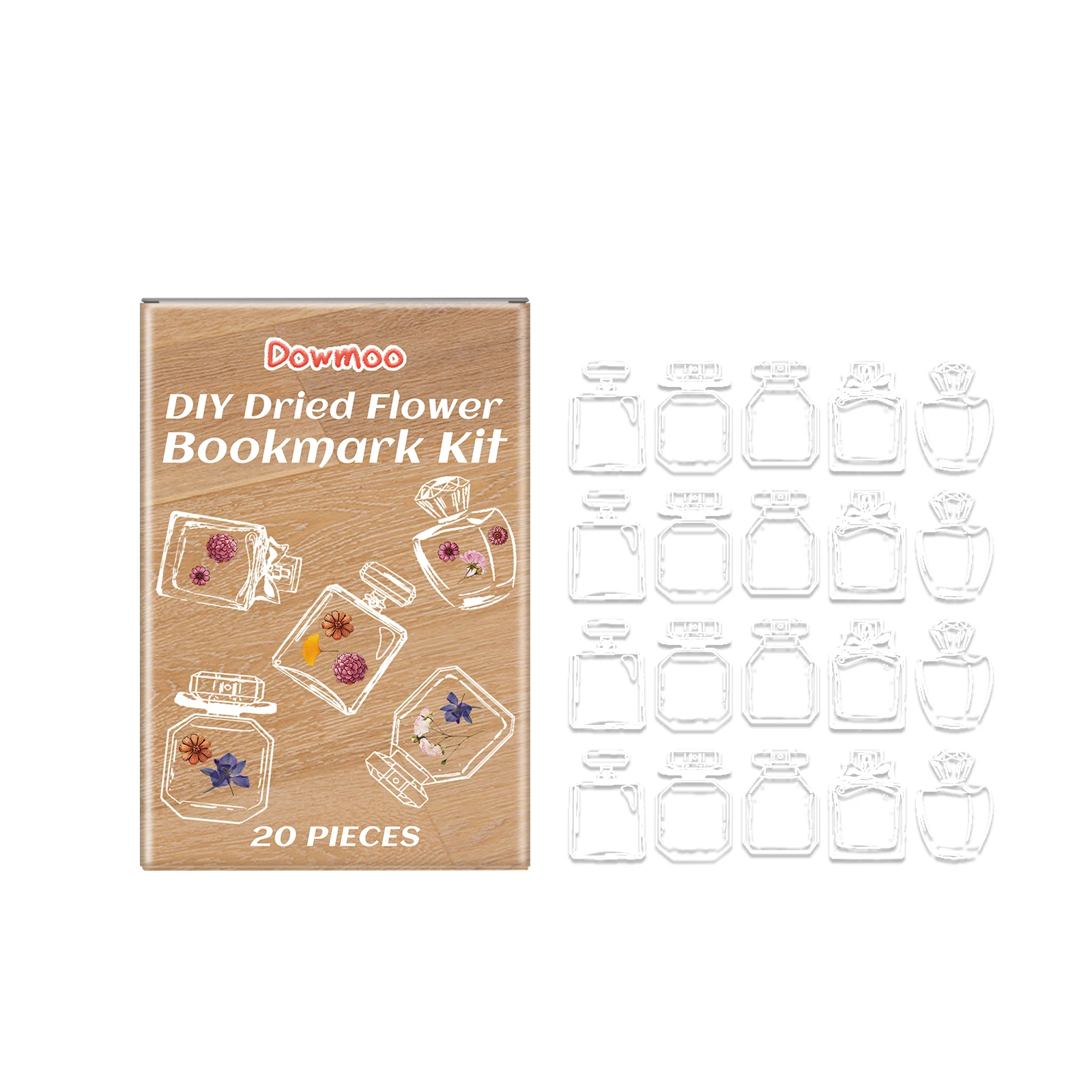 Handmade DIY Dried Flower Bookmark Kit Clear Bottle Shape Bookmark Hand Account Sticker Craft Decor Gift for Students