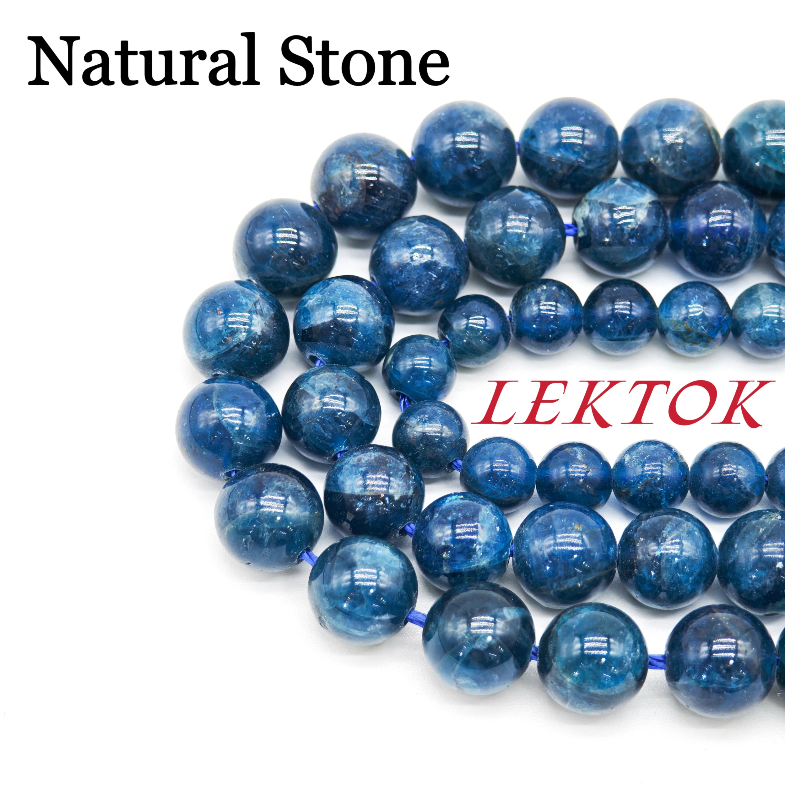 

6/10/12mm High-Quality Crystal Blue Apatite Natural Stone, Fashionable Round Beads DIY Jewelry Accessories, Affordable Price