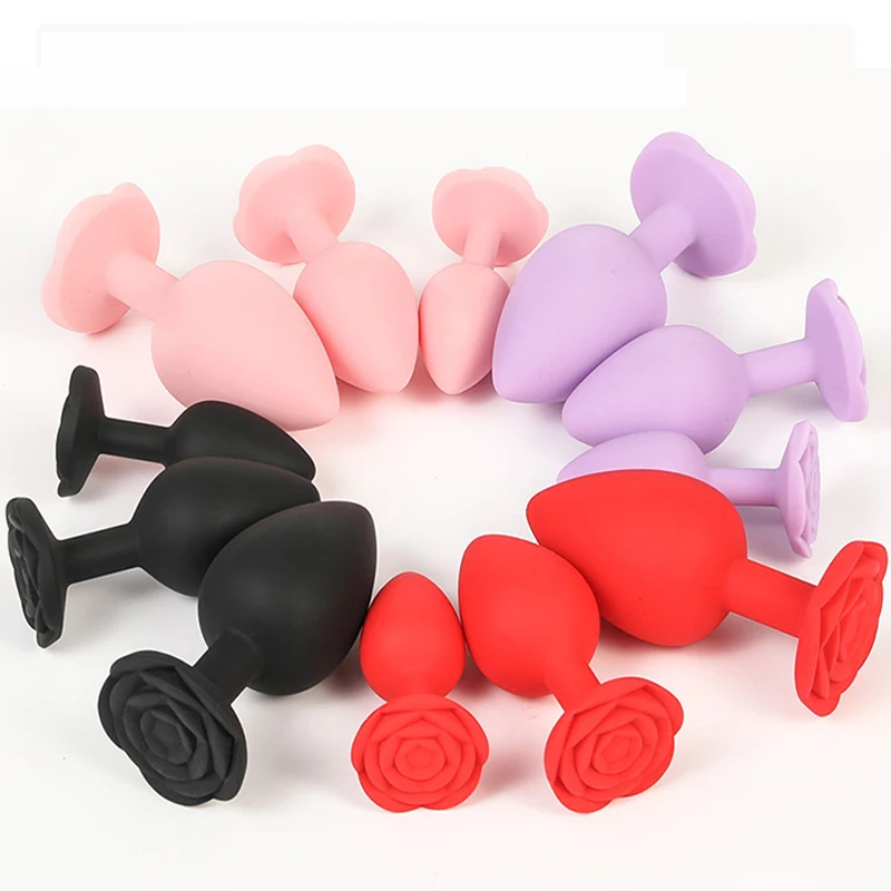 Bdsm Soft Silicone 3 size Anal Plug Rose Sex Toys for Woman Female Anal Butt plug  Sexy Kit Adult Goods Toys Man Gay Adult Game