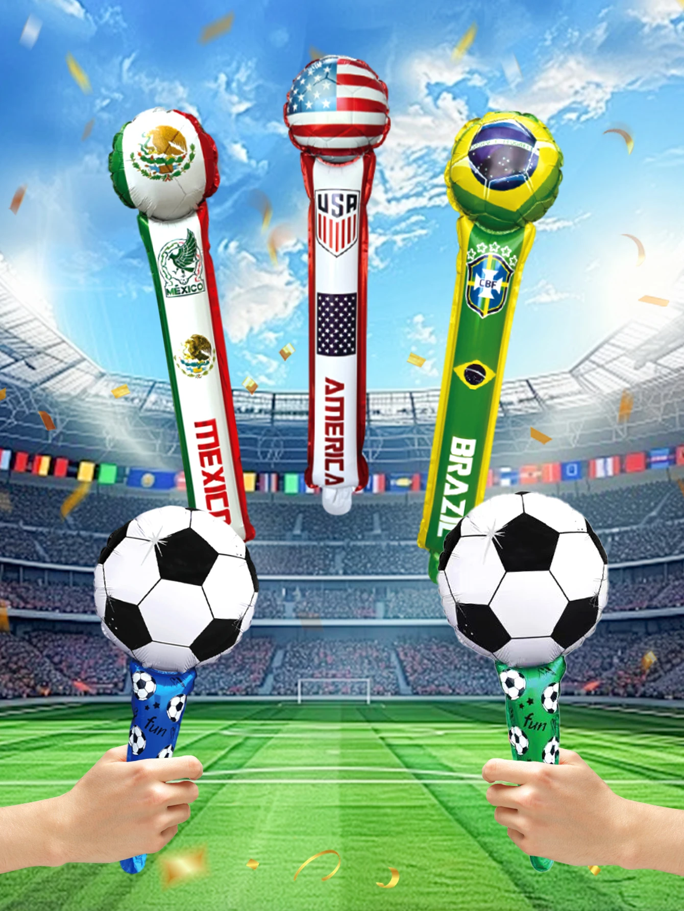 5/10 Stück tragbare Fußball-Folienballons – ideal für Fußballspiele, Geburtstagsfeiern und Cheerleading-Zubehör.