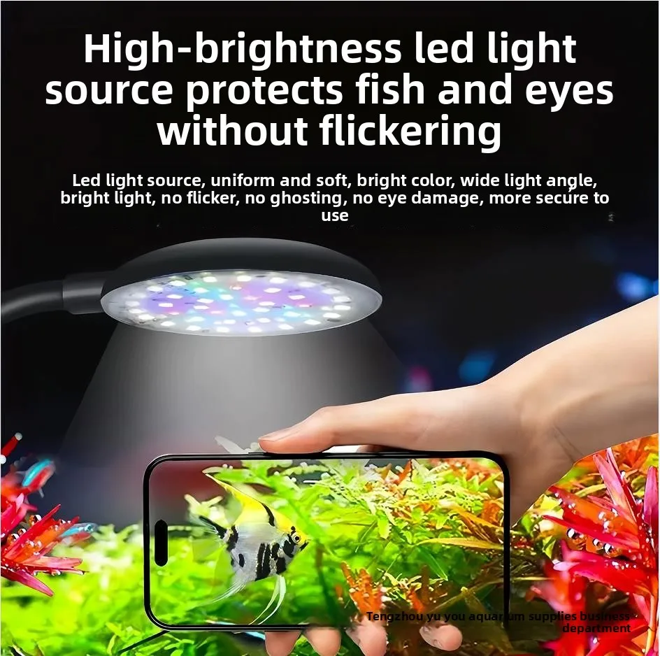 

Clip on LED Aquarium Light Dimmable Fish Tank Fixture with Timer 5V USB Freshwater Plant Grow Lamp for Aquatic Environments
