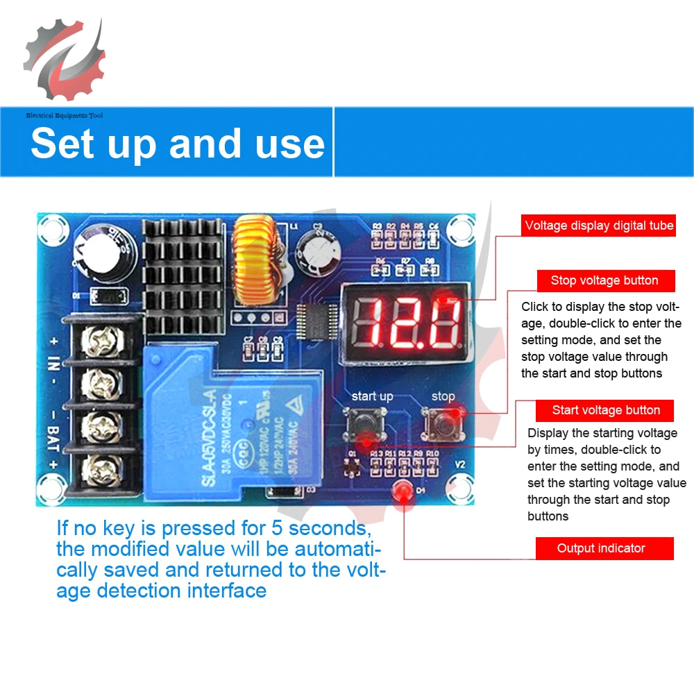 XH-M604 18650 Lithium Battery Charging Control Board DC 6-60V Li-ion Lead Acid Battery Charge Protection 12V Digital Voltmeter