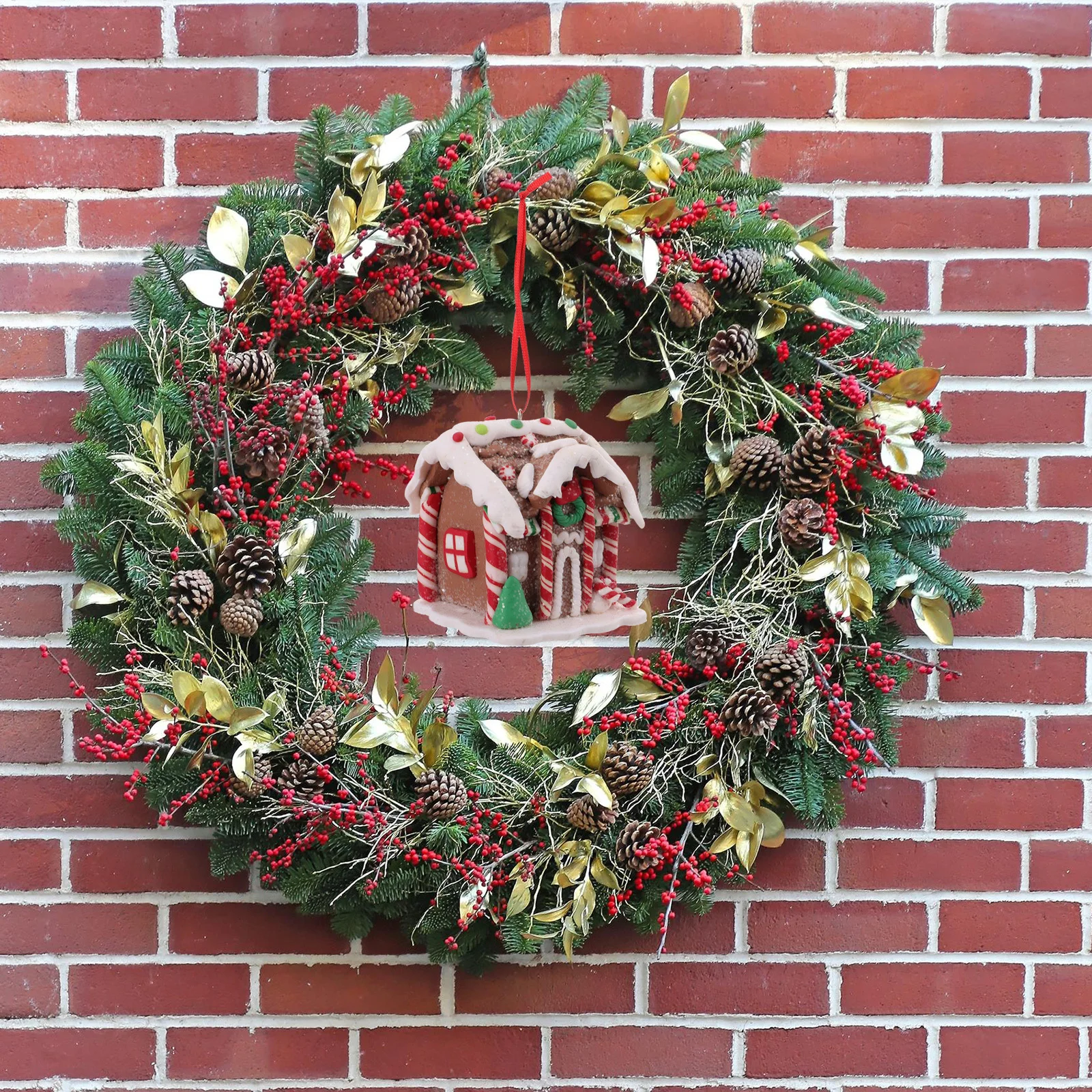 

House Shape Christmas Tree Hanging Pendant Resin Xmas Ornament Decoration for Party Living Room Bedroom