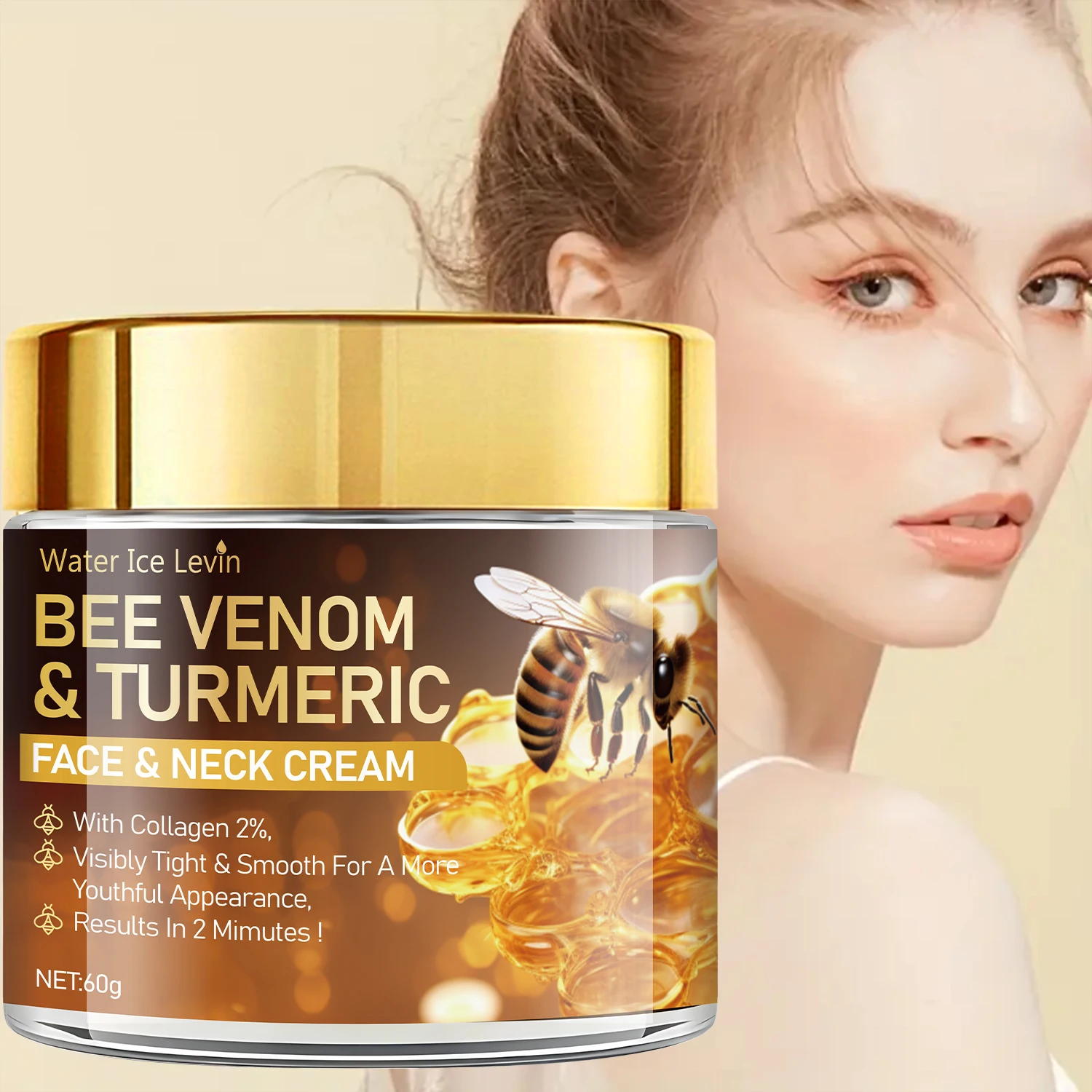 Bee Venom Instant Facial Lifting Cream Firms and Lifts Loose Skin, Smoothes Skin Alcohol-Free, Containing Hyaluronic Acid