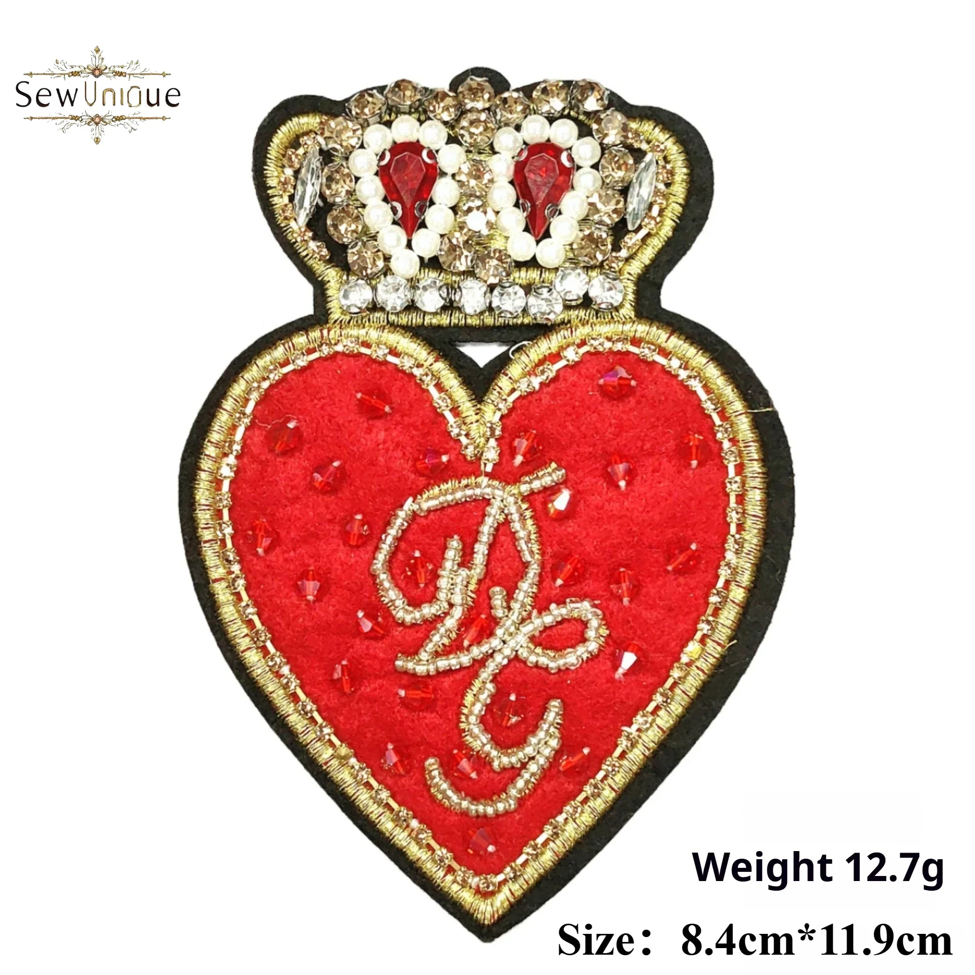 Handmade Sequins Embroidered Love Cloth Stickers, Heavy Industry Beaded Cloth Stickers Decorative Patches Fashionable DIY Clothi