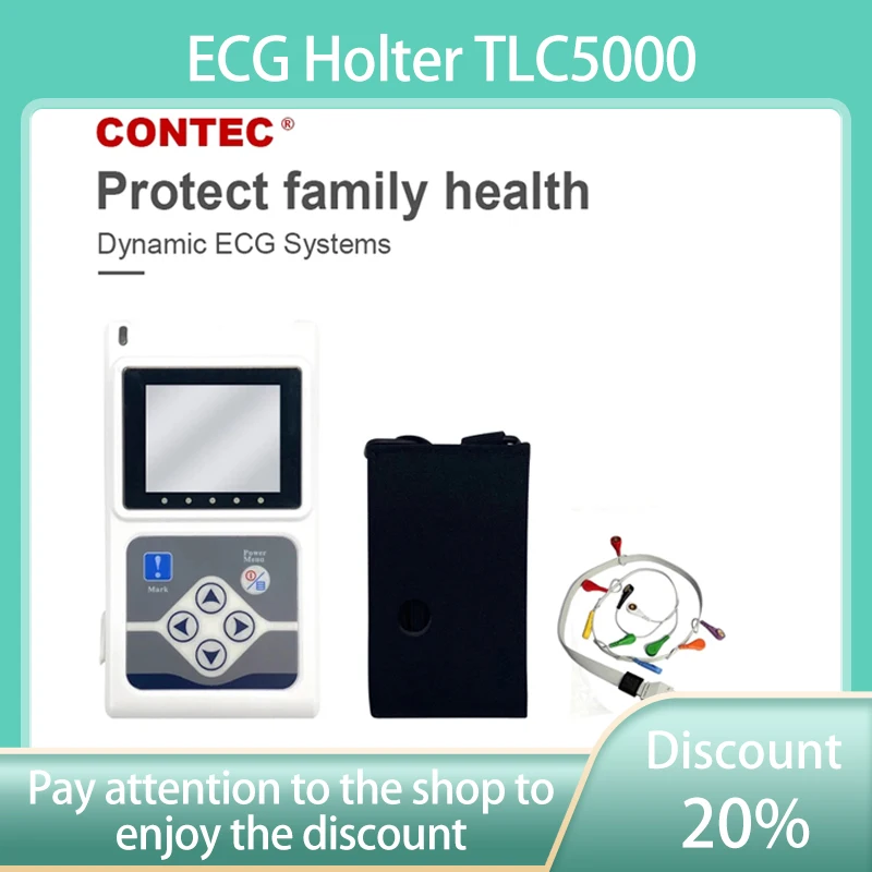 CONTEC 12 Channels Heart Rate TLC5000 24 Hours Holter Portable ECG device with LCD Display Monitoring EKG System CE