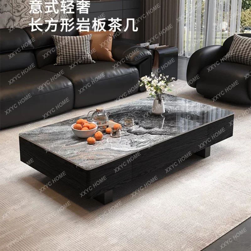 New Venice Brown Rock Slab Coffee Table Modern Minimalist Living Room High End Light Luxury Rectangular Table
