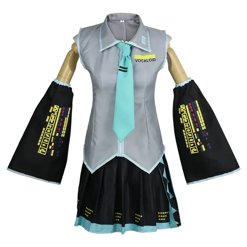 Anime Vocaloid Hatsune Miku Cosplay Costume Wig Headwear Uniform Dress Party Christmas Halloween Accessories