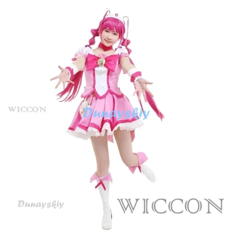 

Костюм для косплея Cure Happy Hoshizora Miyuki Precure, женский костюм с бантом, костюм для косплея, аксессуары для парика на талии