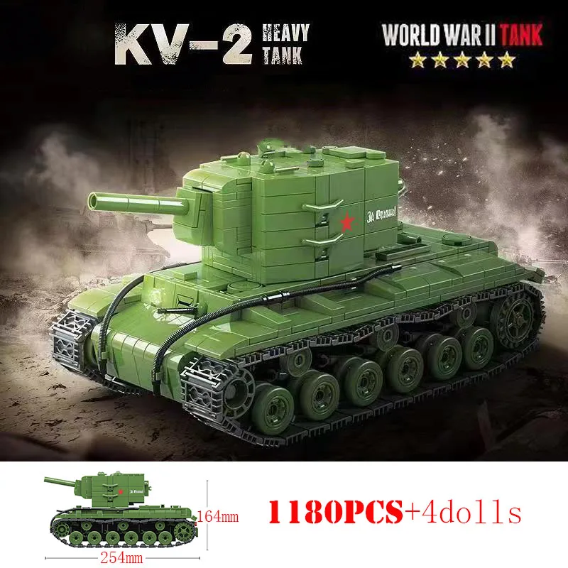 Military Soviet KV 2 Heavy Tank Building Blocks City WW2 Soldier Figures Weapons Panther Tank Bricks Toys Gifts For Children