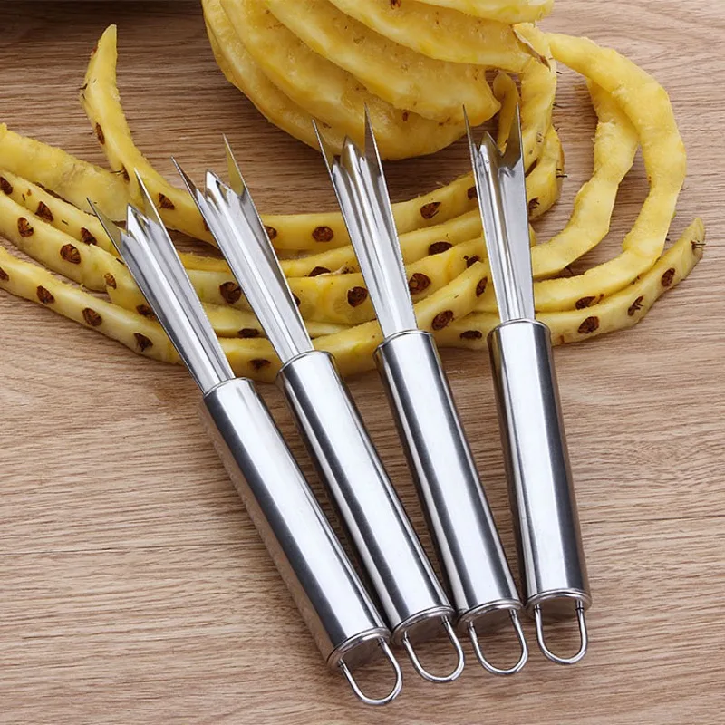 1PC Non-slip Handle Pineapple Shovel Stainless Steel Pineapple Knife Portable Fruit Peeler V-Shaped Tools Manual Food Processors