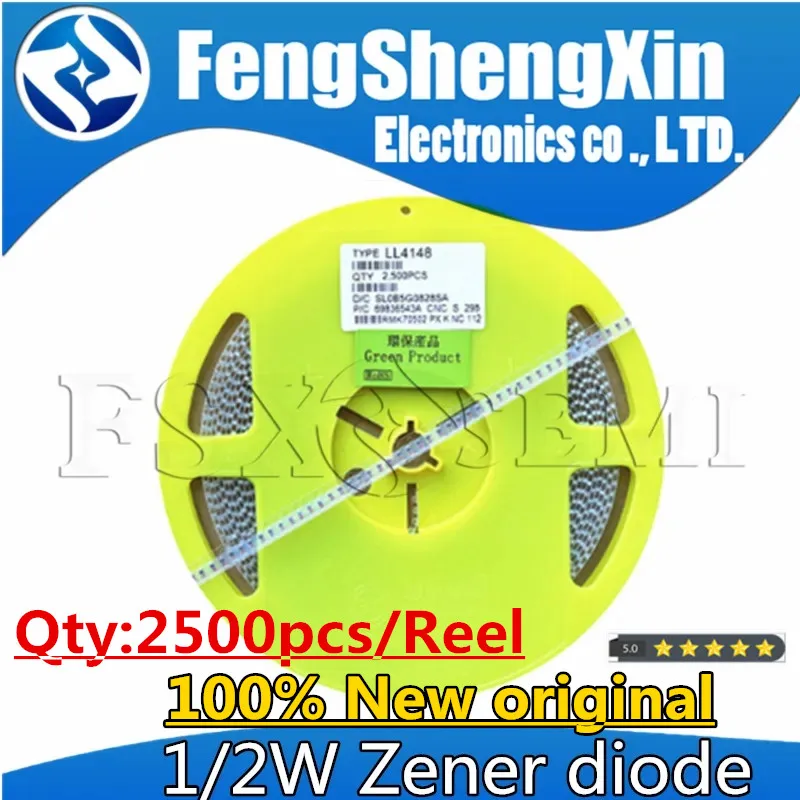 2500pcs  LL34 1/2W Zener diode LL4148 ZMM2V ZMM2V4 ZMM2V7 ZMM3V ZMM3V3 ZMM3V6 ZMM3V9 ZMM4V3 ZMM4V7 ZMM5V1 ZMM5V6 ZMM6V2 ZMM6V8