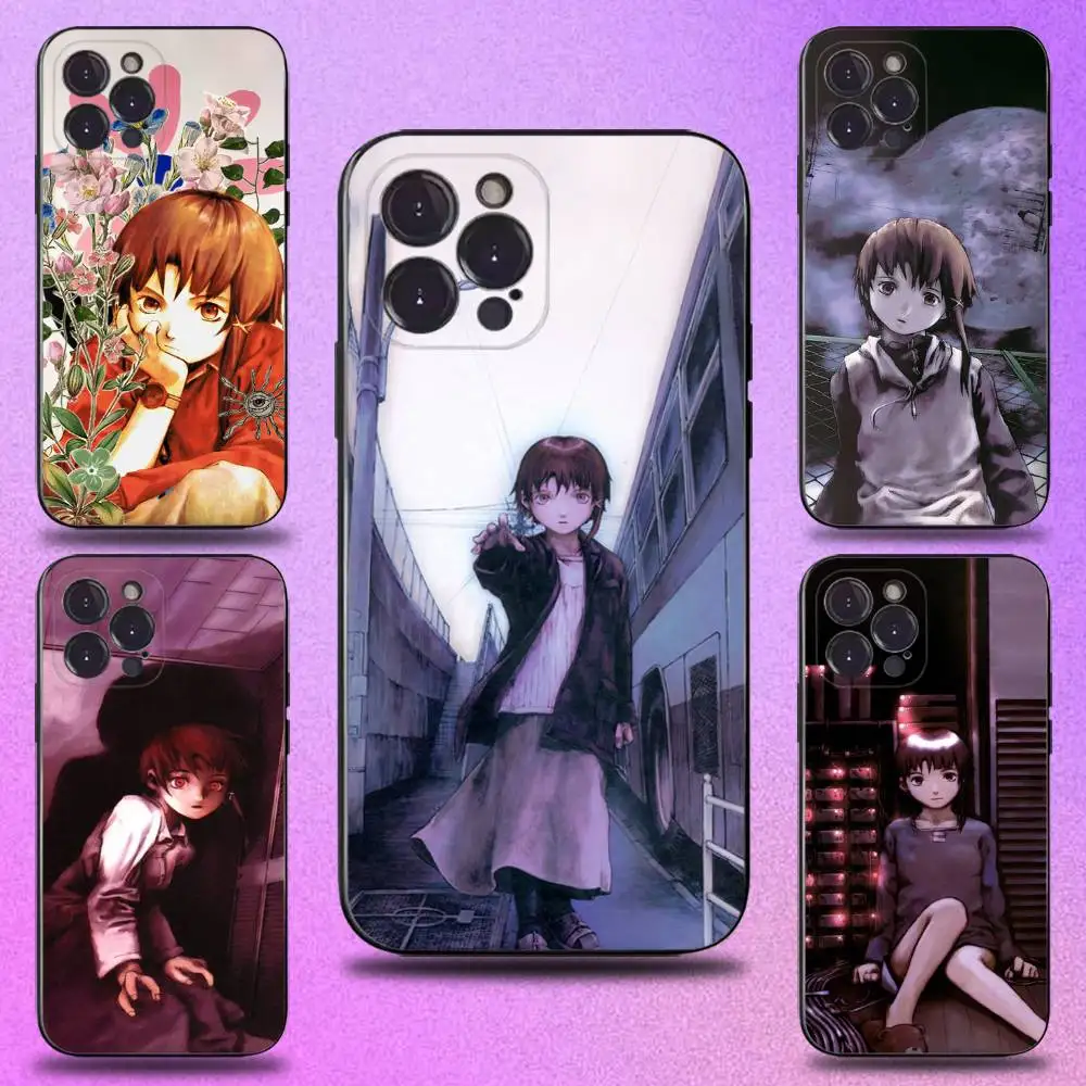 

S-Serial E-Experiments L-Lain Phone Case For iPhone 16,15,14,13,12,11 Plus,Pro Max,XS,X,XR,SE,Mini,8,7,Soft Silicone Black Cover