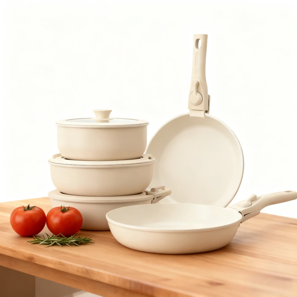 

15/18pcs Frying Pan Pots Cooking Set with Detachable Handle Aluminum Baking Pan Chinese Wok Nonstick Kitchen Cooking Utensils