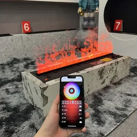 거실 용 3D 분무 벽난로 멀티 컬러 가짜 불꽃 전자 벽난로 홈 원격 제어 물 증기 벽난로