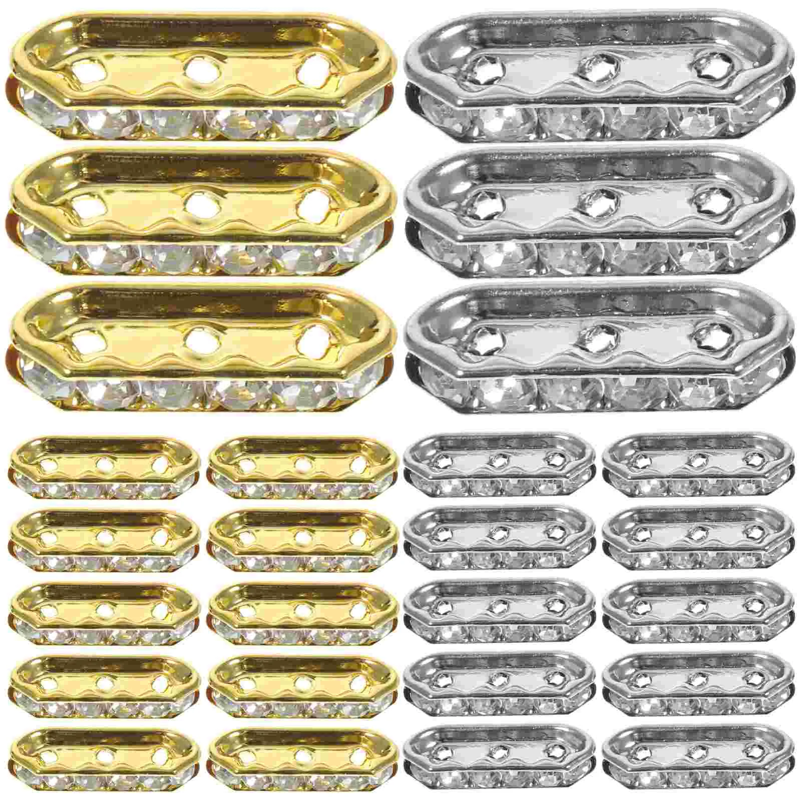 

100 Pcs Bracelet Accessories Three-hole Rhombus Spacer Beads Jewelry for Making Assorted Rhinestone Charms Spacers