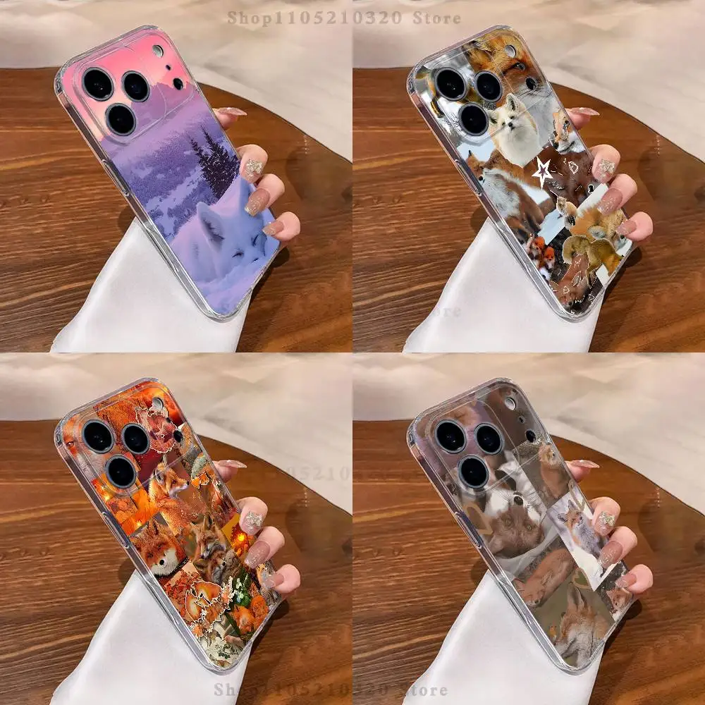 

Cute Fox Animal Phone Case For iPhone 17,16,15,14,13,12,11 Pro,Max,Plus,X,XS,XR,SE4,E Mini Transparent Soft Cover
