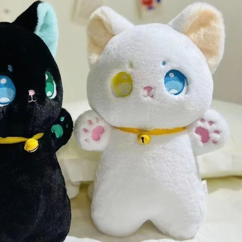 Black and White Cat Plush Toy Different Eyes Stuffed Animal Patung Dolls 25cm Children Toys Birthday Gifts Toys for Kids Girl