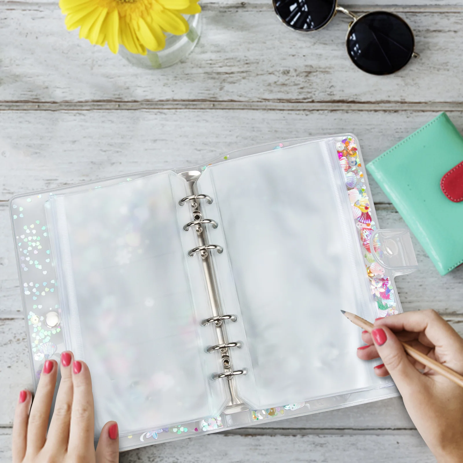 

Binder Zipper Bag Saving Money Book Card Collection Transparent Notebook Sleeves Cash