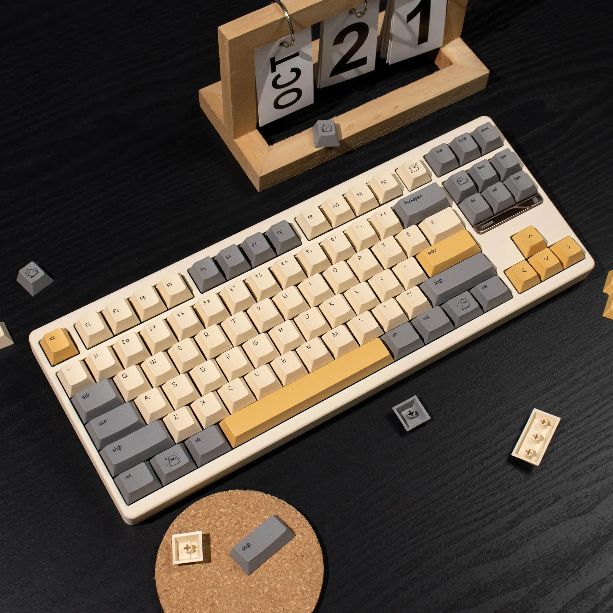 

White Kitten Cat PBT Keycap 5 Sides DYE-SUB Cherry Profile Customized Keycaps For Cherry MX Switch Gamer Mechanical Keyboards