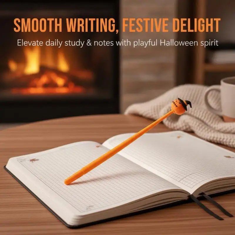 4/10Pcs Cute Halloween Neutral Gel Pens Ghost Pumpkin Skeleton Design Smudge Free Writing for Kids Halloween Gifts Party Suppli