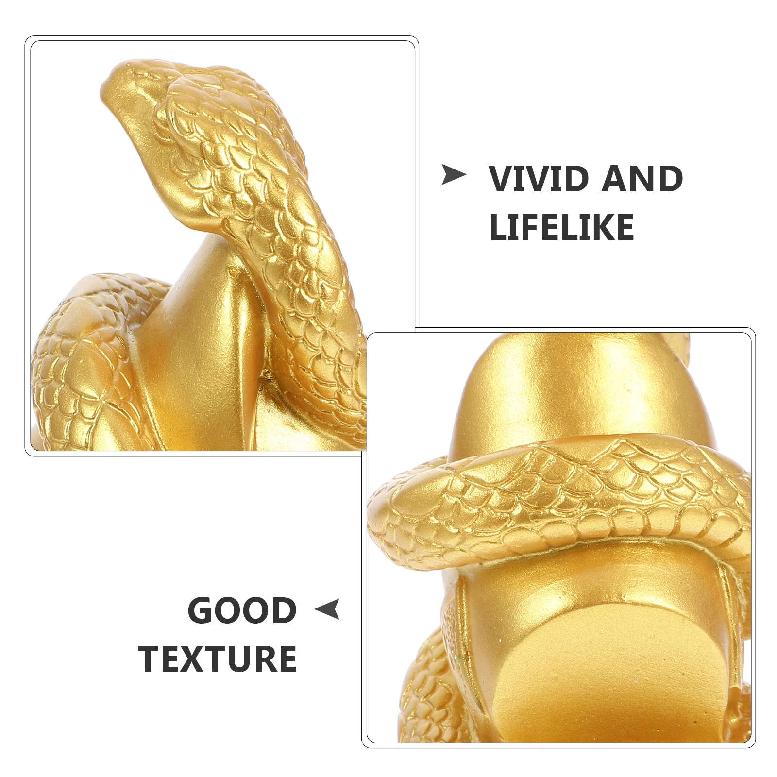 

Resin Chinese Style Snake Statue Smooth Realistic Simulation Animal Figure for Garden Bonsai Desktop Decoration Prank Prop