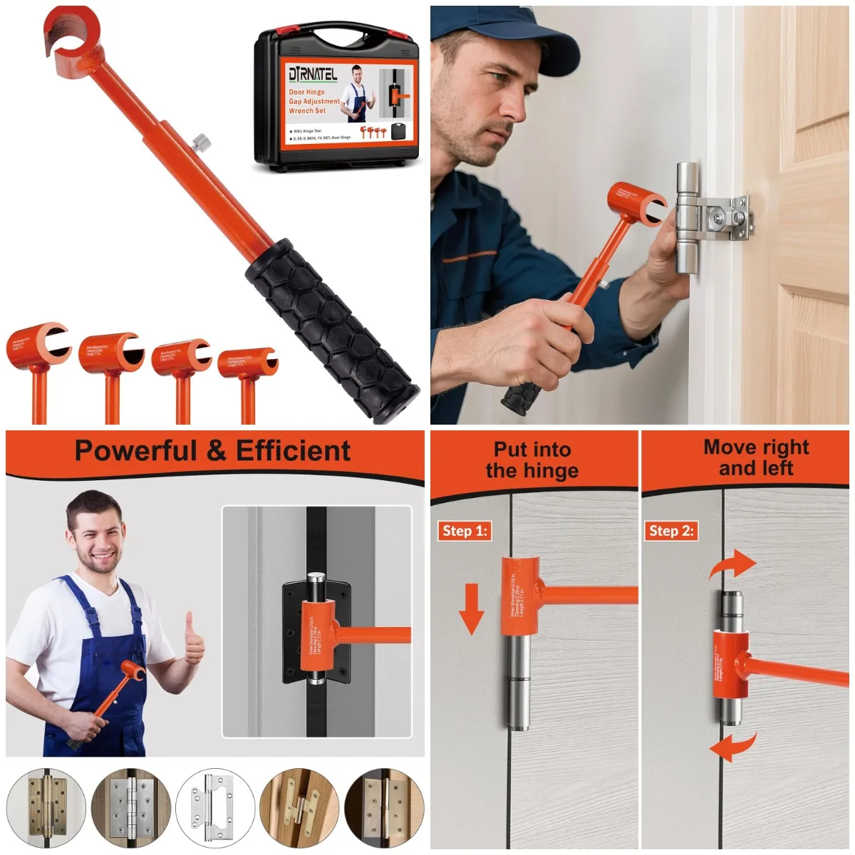 

Hinge Gap Adjustment Wrench Set, 0.55-0.98 Inch, 4-Way Multi-Functional Spanner Key, Orange