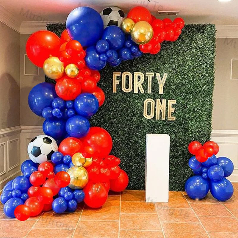 Wedding Birthday Party Decor 4D Gold 4D Soccer Red Blue Latex Balloon Garland Arch Holiday Event Baby Shower Backgound Decor