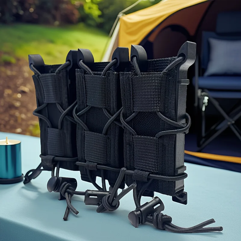 Three-Pipe Pistol Magazine Waist Holster - Durable ammunition bag with a 3-slot quick-access design and drawstring closure