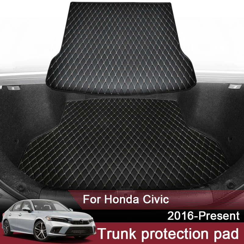 

1pc Car Styling Custom Rear Trunk Mat For Honda Civic Sedan Hatchback 2016-2024Leather Waterproof Auto Cargo Liner Pad Accessory