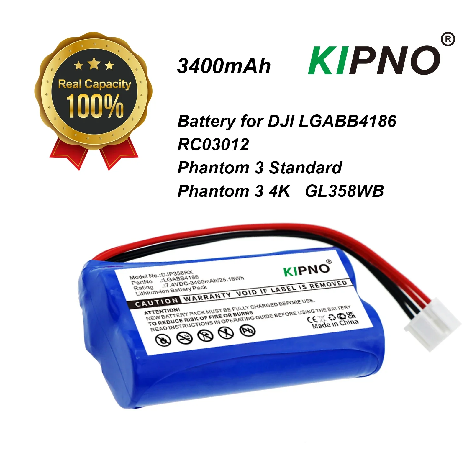 

Remote Controller 3400mAh/25.16Wh Battery For DJI LGABB4186 RC03012 Phantom 3 Standard Phantom 3 4K GL358WB