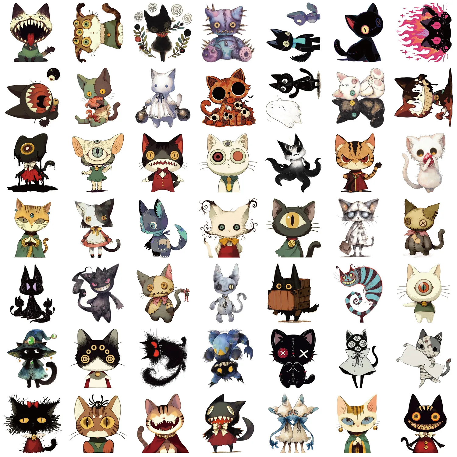 50/100PCS Gothic Raar Kat Graffiti Stickers Decoratieve Gitaar Notebook Bagage DIY Waterdichte Briefpapier Stickers