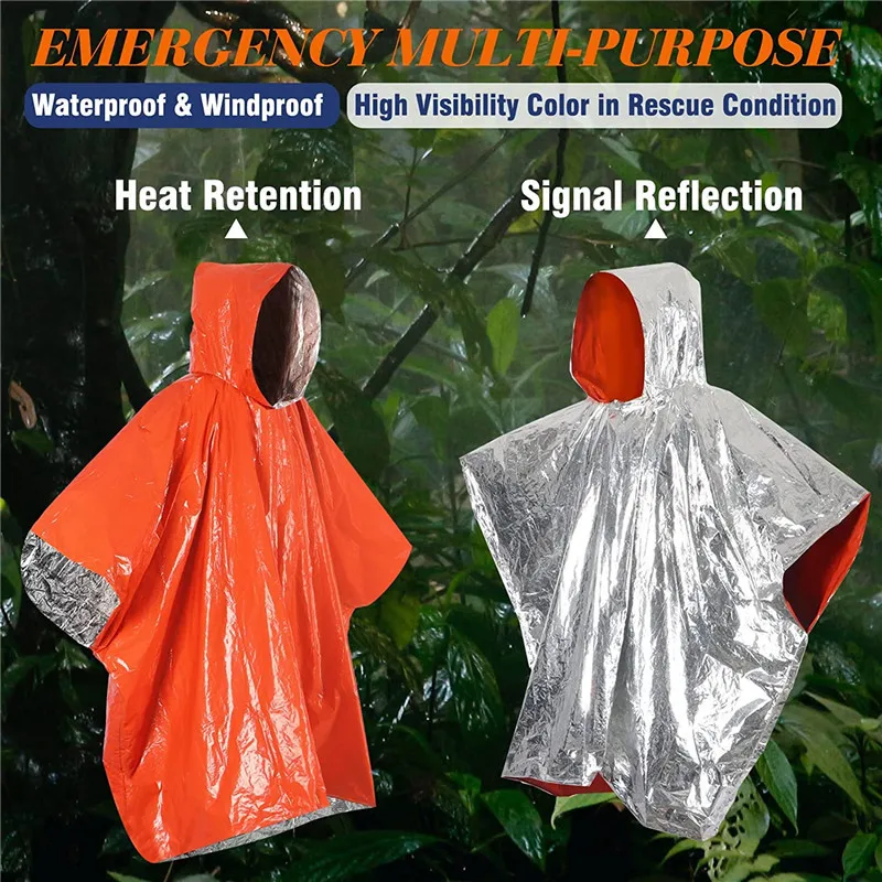 Outdoor camping portable emergency waterproof raincoat PE aluminum film warm blanket emergency weather proof